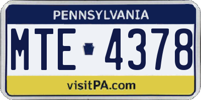 PA license plate MTE4378