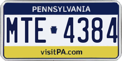 PA license plate MTE4384