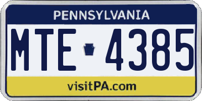 PA license plate MTE4385