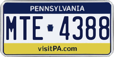 PA license plate MTE4388