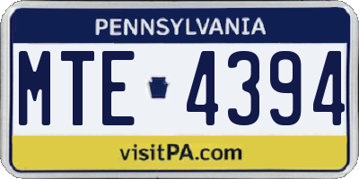 PA license plate MTE4394