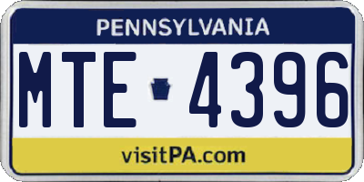PA license plate MTE4396