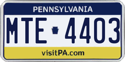 PA license plate MTE4403