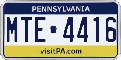 PA license plate MTE4416