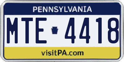 PA license plate MTE4418