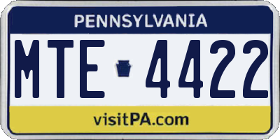 PA license plate MTE4422
