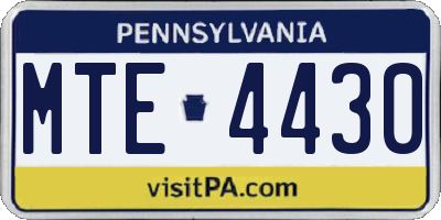 PA license plate MTE4430