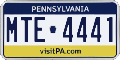 PA license plate MTE4441