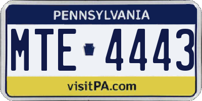 PA license plate MTE4443