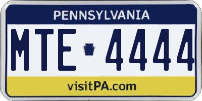 PA license plate MTE4444
