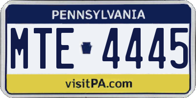 PA license plate MTE4445