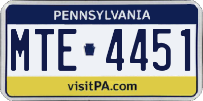 PA license plate MTE4451