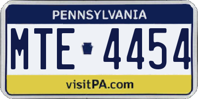 PA license plate MTE4454