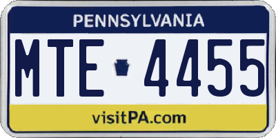 PA license plate MTE4455