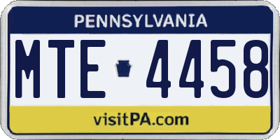 PA license plate MTE4458