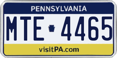 PA license plate MTE4465