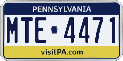 PA license plate MTE4471
