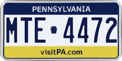 PA license plate MTE4472