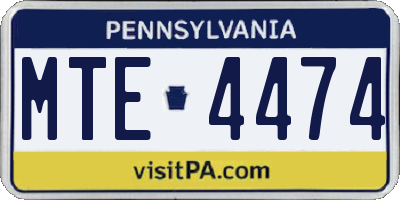 PA license plate MTE4474
