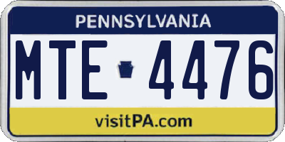PA license plate MTE4476