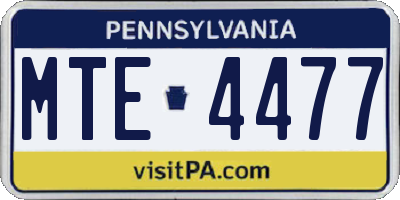 PA license plate MTE4477