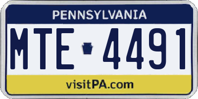 PA license plate MTE4491