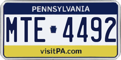 PA license plate MTE4492