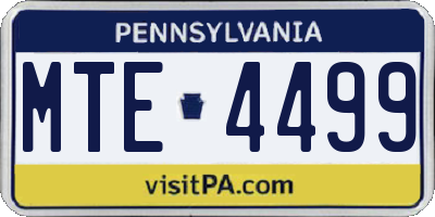 PA license plate MTE4499