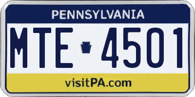 PA license plate MTE4501