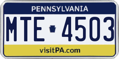 PA license plate MTE4503