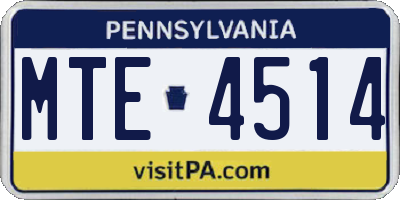 PA license plate MTE4514