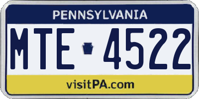 PA license plate MTE4522