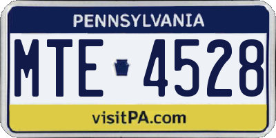 PA license plate MTE4528
