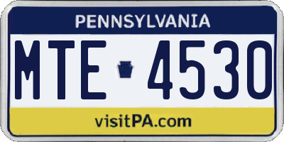 PA license plate MTE4530