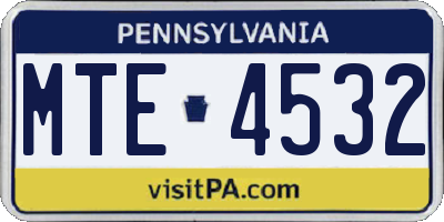 PA license plate MTE4532