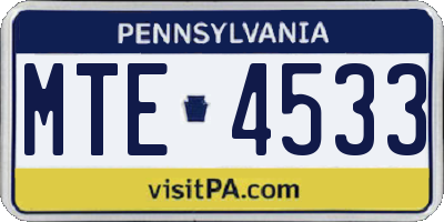 PA license plate MTE4533