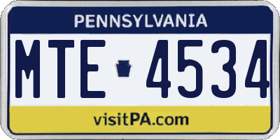 PA license plate MTE4534