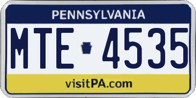 PA license plate MTE4535
