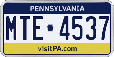 PA license plate MTE4537