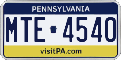 PA license plate MTE4540