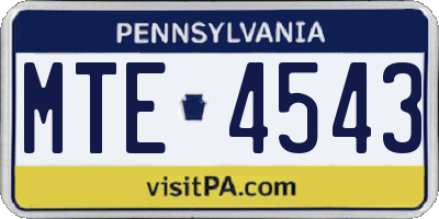 PA license plate MTE4543