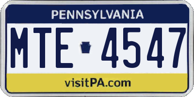PA license plate MTE4547