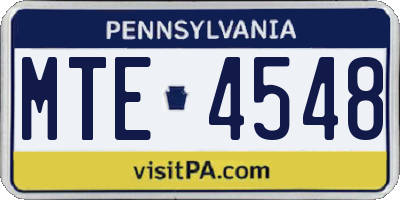PA license plate MTE4548
