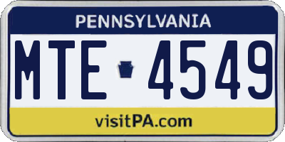PA license plate MTE4549