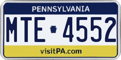 PA license plate MTE4552