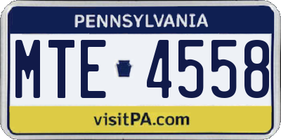 PA license plate MTE4558