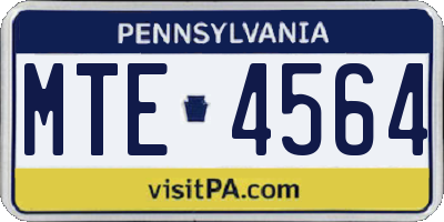 PA license plate MTE4564