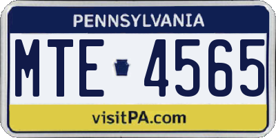 PA license plate MTE4565