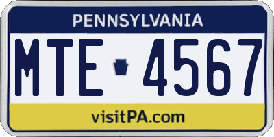 PA license plate MTE4567