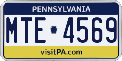 PA license plate MTE4569